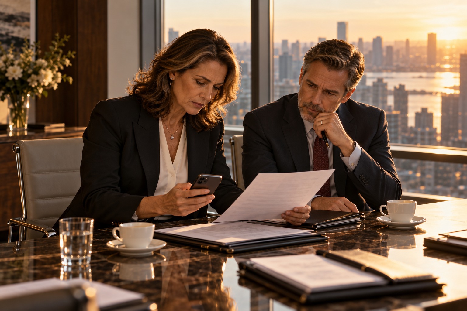 The advisor and her client confirming a financial request together in a quiet private meeting room