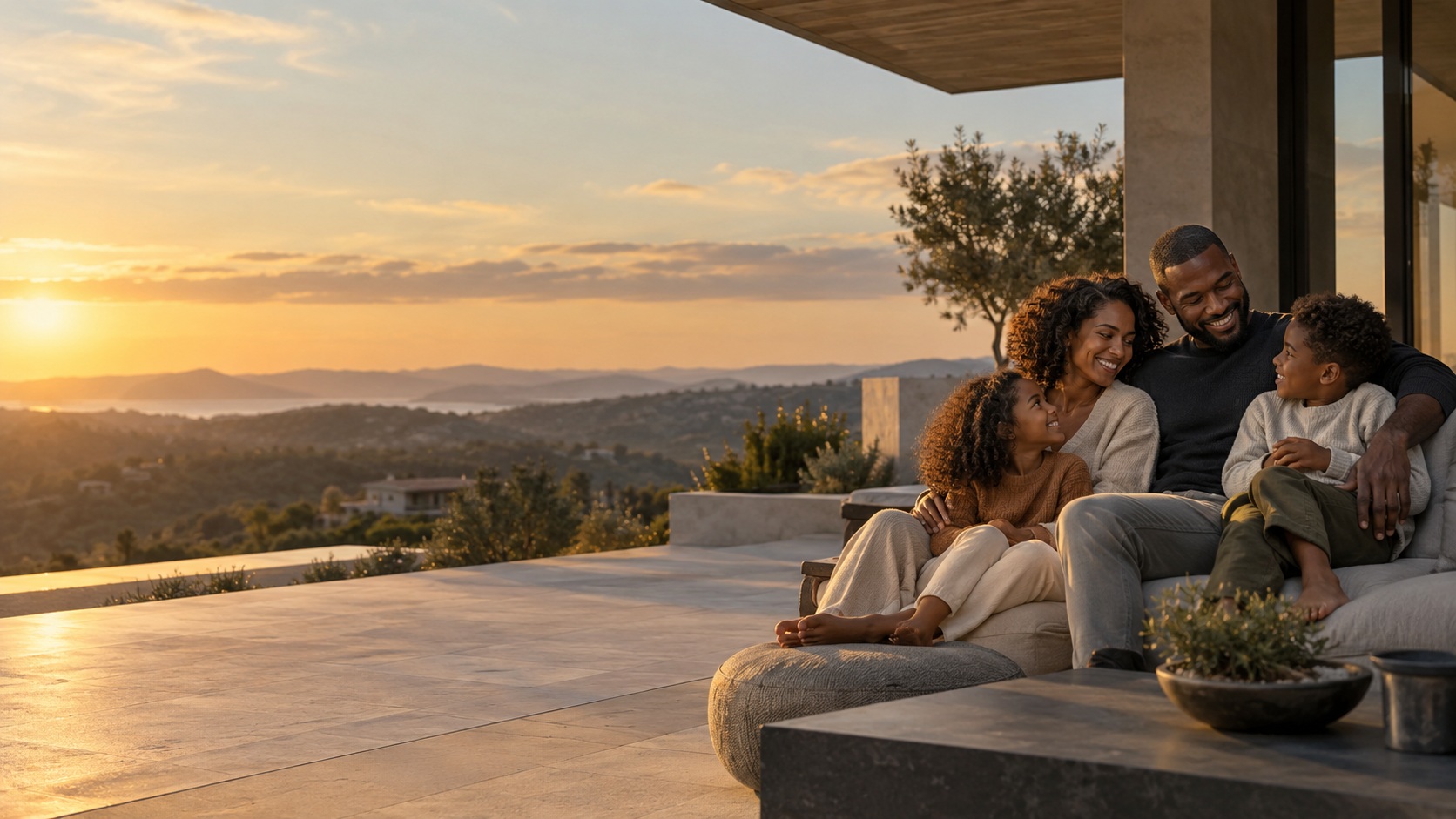 A player and his family enjoying a calm afternoon together at home.